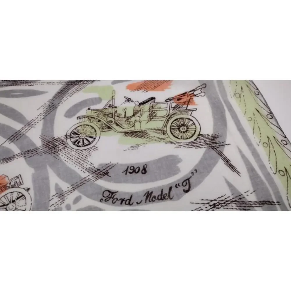 Men's 1940s Buick Handkerchief Scarf Jadeite Antique Automobile Fine Thin Cotton